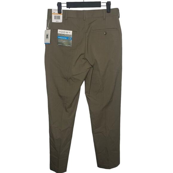 Axist Mens Dress Pants Size 30 Light Brown Slim Workwear Business Pleated - Picture 2 of 15